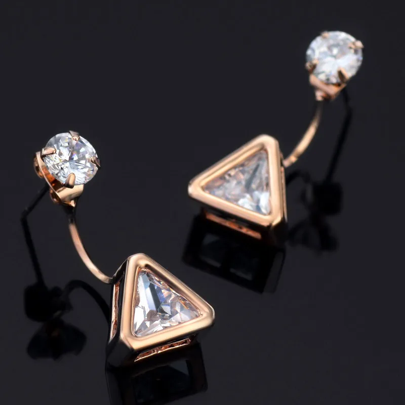 Neoglory Циркон Медь розовое золото Цвет мода двойной Висячие серьги для Для женщин
