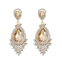 fashion brilliant glass tassel earrings for women vintage shiny waterdrop earrings retro earrings for wedding party