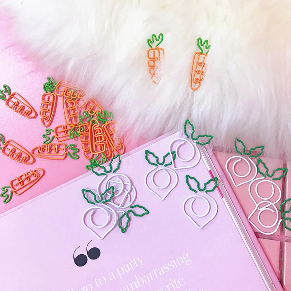 10 Pcs/set Kawaii Metal Vegetable Carrot Radish Clips Fruit Notes Folder Message Photo Paper Clip Stationery Memo | Канцтовары для