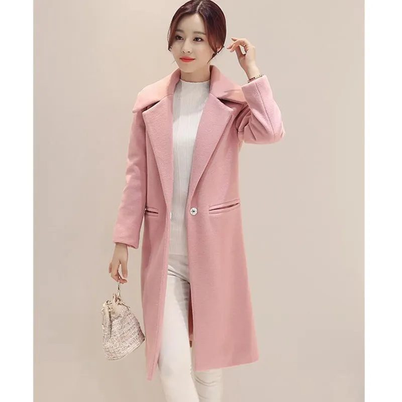 Длинное теплое шерстяное пальто женская одежда осень 2018 Новинка плюс размер