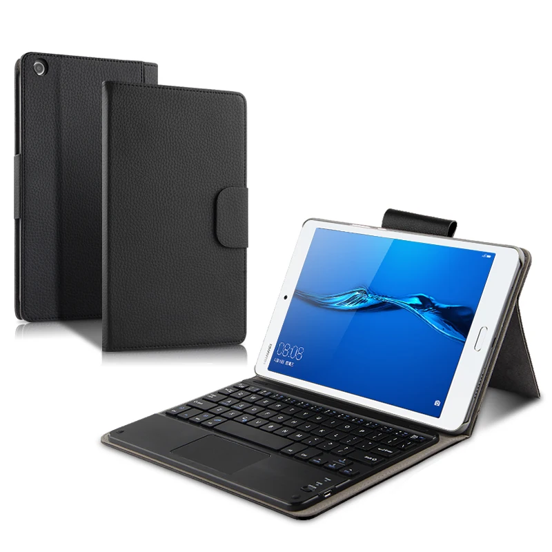 Кожаный чехол со съемной беспроводной Bluetooth клавиатурой и подставкой для Huawei