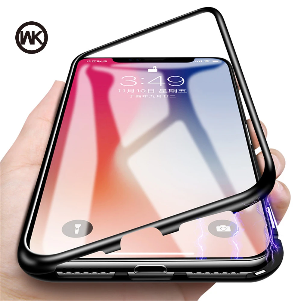 Дизайн WK полностью Магнитный поглощающий чехол для телефона iPhone X 7 8 Plus задняя