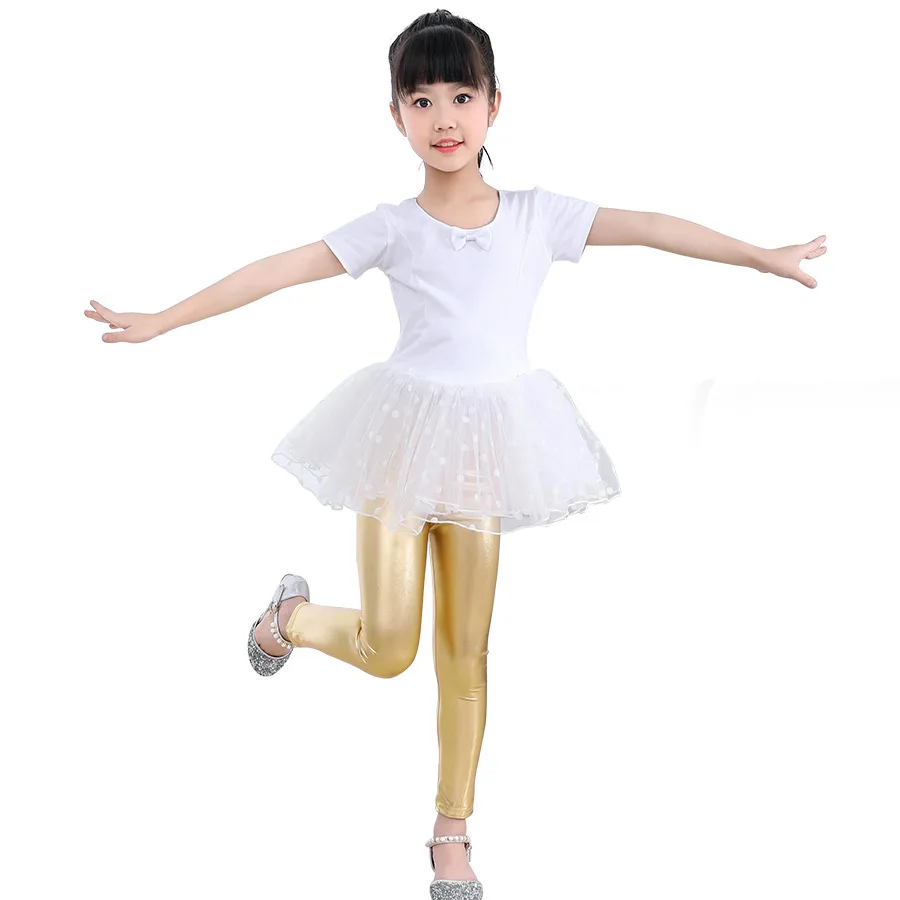 Весенне-осенние детские леггинсы для девочек глянцевый золотистый Серебристый обтягивающие брюки в стиле панк брюки для мальчиков одежда для малышей от 3 до 9 лет