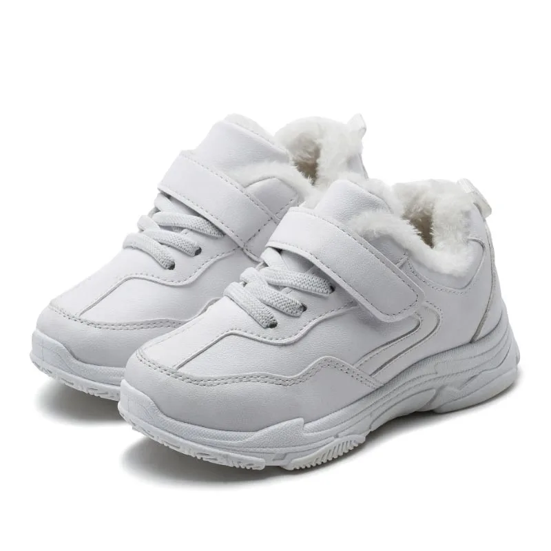 2019 Winter Children Soft Sport Sneakers for Girls Boys Kids Warm Antislip Velvet Plush Shoes Students Thick Flats | Детская одежда и