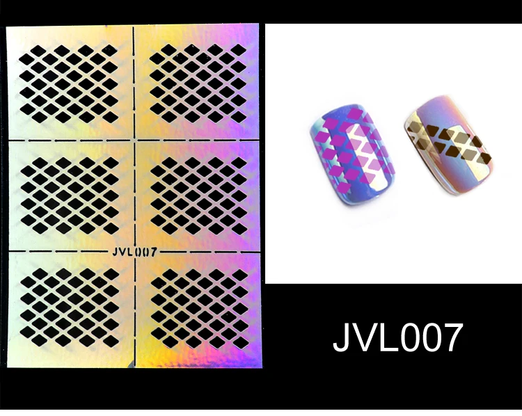 

10PCS Nail Art Vinyls Hollow Laser Transfer Foil Sticker Stencil Gel Polish Tips 3D Image DIY Guide Template Stamp Decal