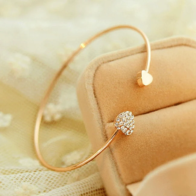 2018 Горячее предложение Регулируемая Хрустальное Двойное сердце лук Bilezik манжеты