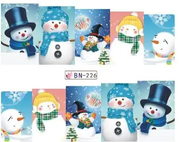 2017 Рождественский дизайн наклейки для ногтей Снеговик Переводные ногти фольга