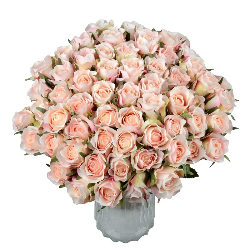 

12pcs 43cm Silk Rose Flower Bouquet Wedding For Wedding Home Decoration Bride Holding Arrangement Table Artificial Flowers