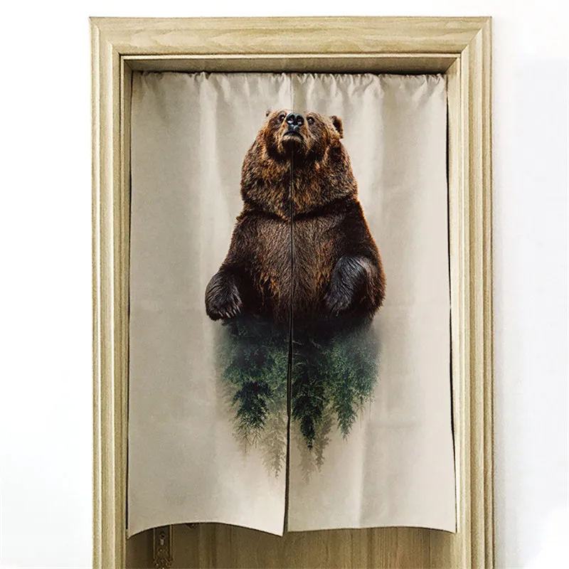 Украшенные Мультяшные акварельные животные напечатанные двери шторы для