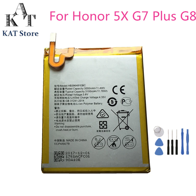 Аккумулятор HB396481EBC 3100 мАч для телефона Huawei Honor 5X G7 Plus G8 G8X GR5 сменный аккумулятор