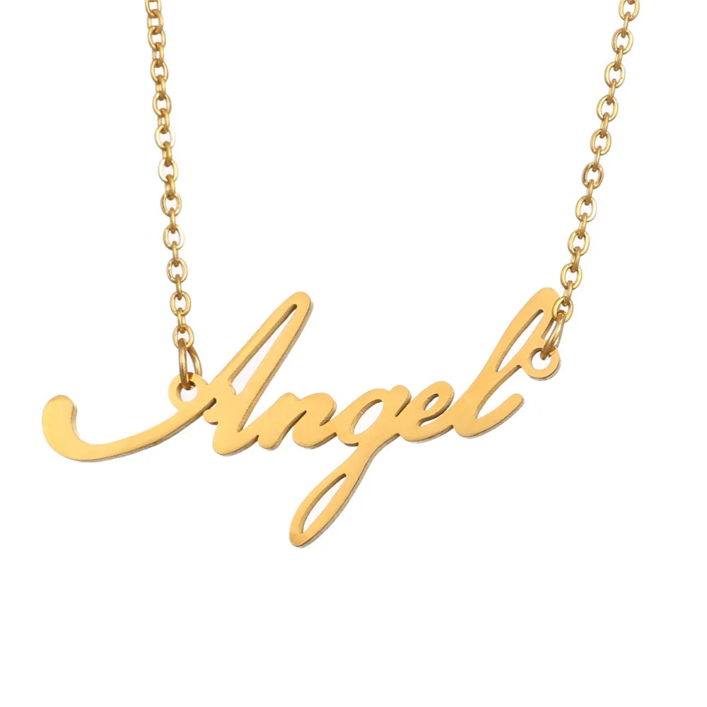 Модное ожерелье с надписью Angel Angela из нержавеющей стали|Ожерелья подвеской| |