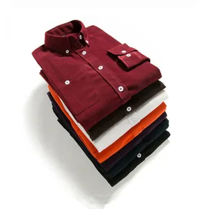 Мужская Вельветовая рубашка с длинным рукавом, большие размеры