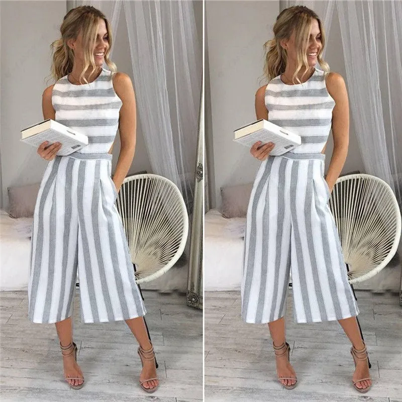 Модный женский облегающий клубный комбинезон 2018 летний длинный без рукавов для