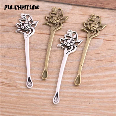 two color PULCHRITUDE 10 шт 16*56 мм два цвета металлический цинковый сплав Lotus талисманы подходят для ювелирных изделий можно лизывать уши кулон амулеты Makings - Окраска металла: two color