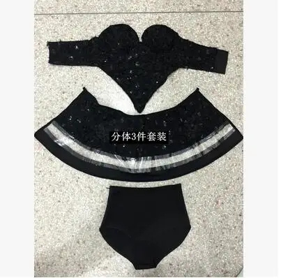 Танцевальная одежда для ночного клуба новый сексуальный комплект из трех частей