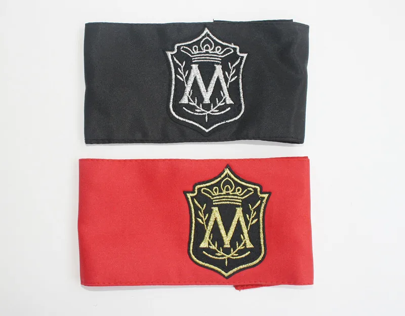 Black and Red MJ в память о Майкле Джексоне, классический M буквенный рисунок, Магическая лента, красный, черный, панк, модный принт, нарукавная повязка, гетры - Цвет: Black and Red