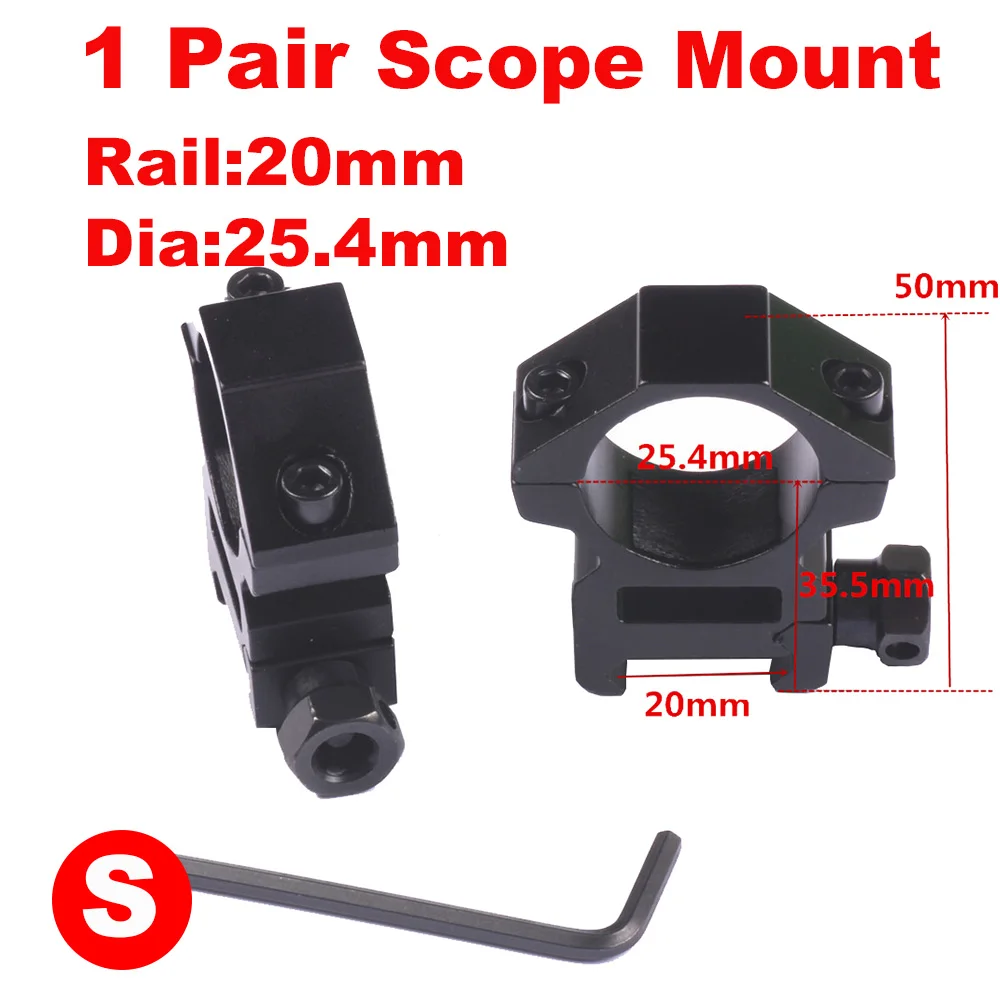 Black 25mm 20mm Rail 2 шт. 25,4 мм/30 мм охотничий прицел крепление кольцо 11 мм ласточкин хвост/20 мм Пикатинни высокого или низкого воздуха пистолет прицел крепления - Цвет: Black 25mm 20mm Rail