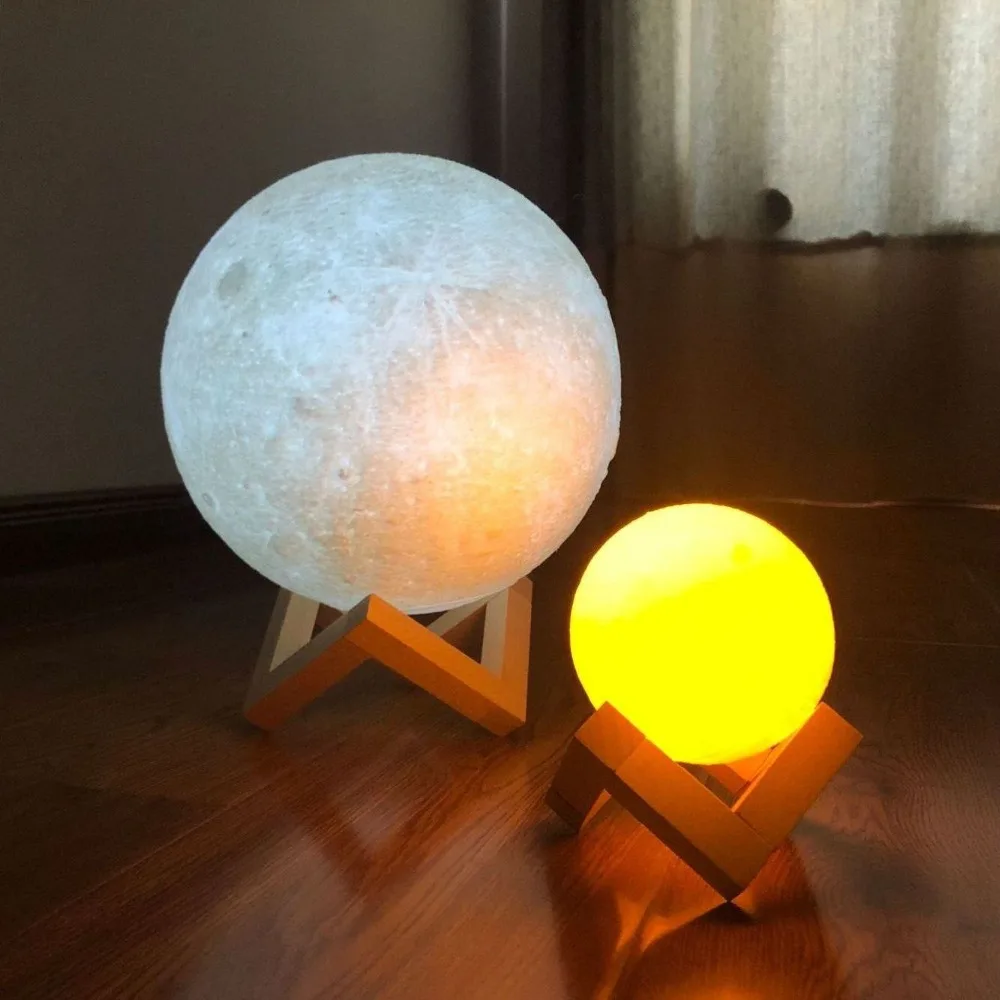 2 цвета изменить сенсорный перезаряжаемый 3D печать луна лампа переключатель спальня книжный шкаф ночник домашний декор креативный подарок