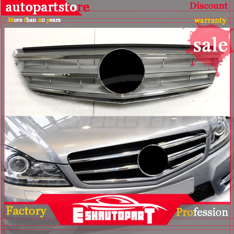 Серебристая/черная автомобильная гоночная гриль для Mercedes Benz W204 2008-2014 C63 AMG C350 C250
