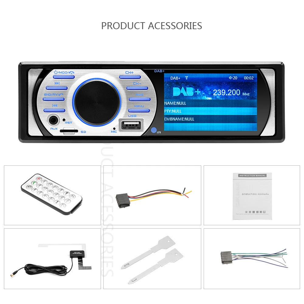Amprime Авторадио dab 1 Дин Аудио стерео радио мультимедиа MP3 MP5 плеер Bluetooth FM ресивер