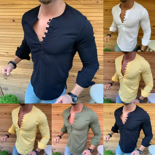 Мужская Облегающая рубашка формальная футболка с длинным рукавом | одежда