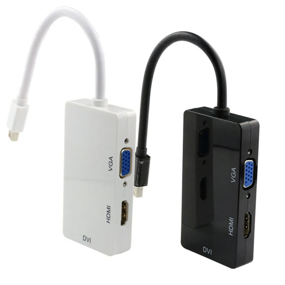 3 в 1 конвертер Mini DisplayPort 2 VGA/DVI/HDMI 1080 P Thunderbolt Вход адаптер для компьютера