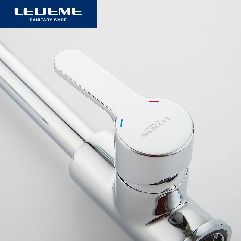 LEDEME Смеситель для кухни высокий с гайкой латунь Цвет: хром L4003|kitchen faucet brushed|kitchen