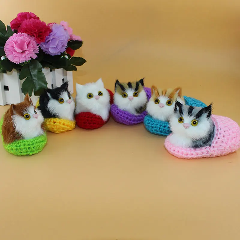 

New Cute Simulation Sounding Shoe Kittens Cats Plush Toys Kids Appease Doll Christmas Birthday Gifts