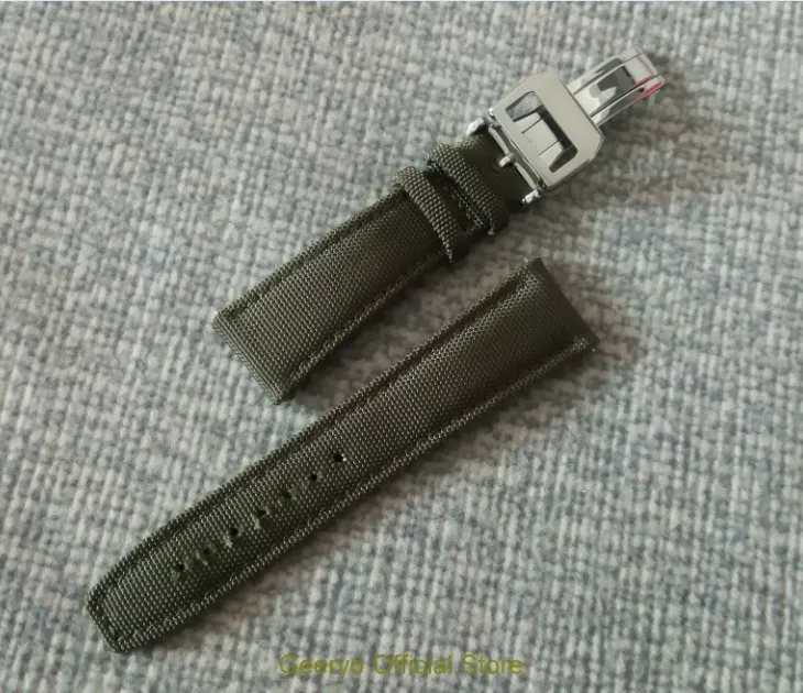 Высококачественный нейлоновый зеленый ремешок для часов 22 мм со складной