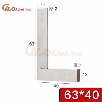 63x40mm Машинист квадратный 90 градусов прямоугольный инженерный набор прецизионный Заземленный стальной закаленный угол Измерительная Линейка Инструмент - Цвет: 63x40mm