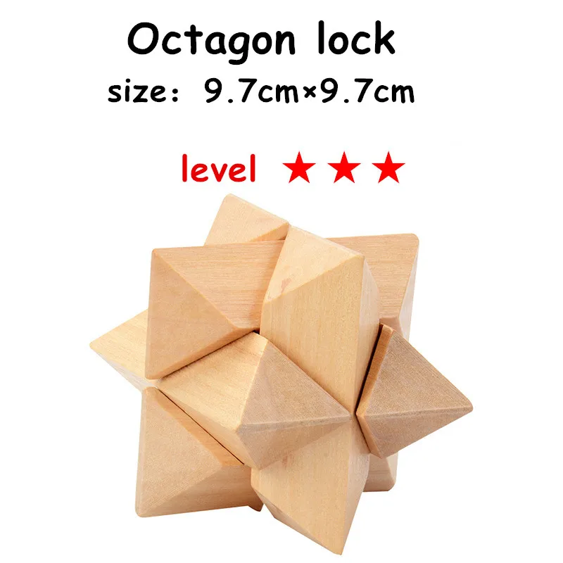 Octagon lock Китайская классическая 3D деревянная головоломка замок игрушки куб Модель игры набор дизайн Головоломка Развивающие игрушки для взрослых детей - Цвет: Octagon lock