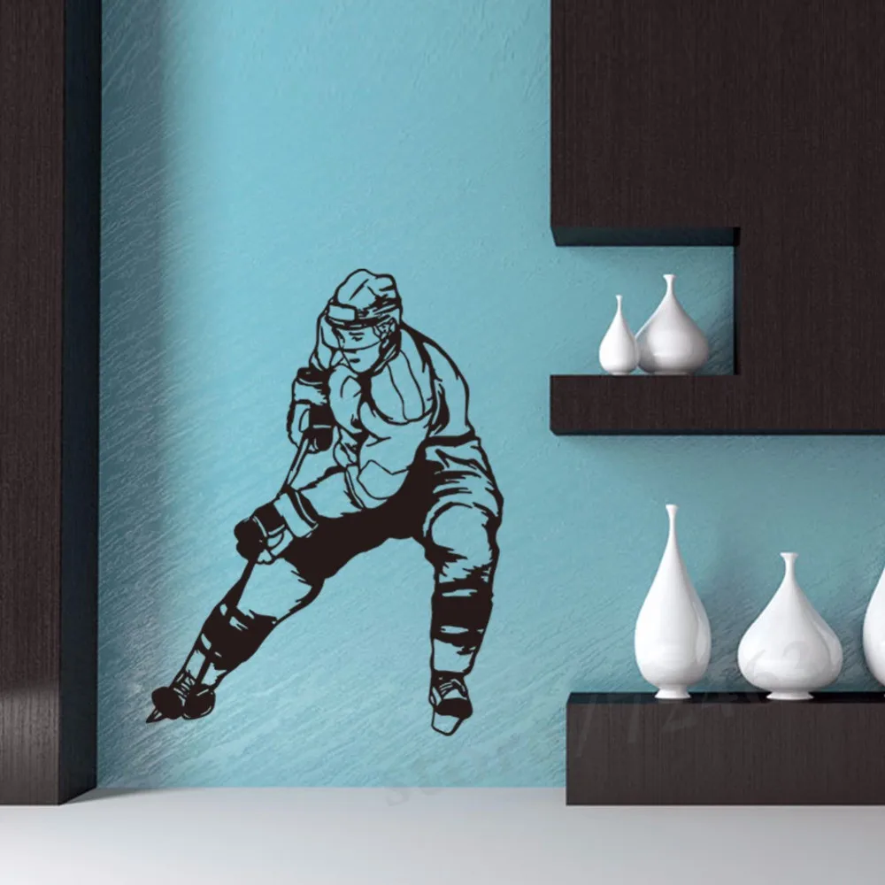 Виниловая настенная наклейка с рисунком хоккейной фигуры декор для комнаты