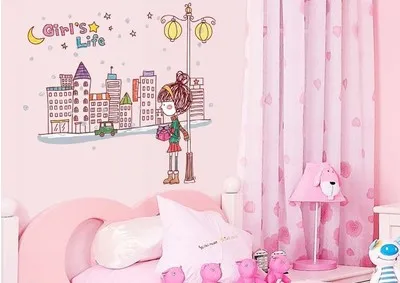 Городская девушка гостиная домашнее украшение для спальни настенные наклейки на