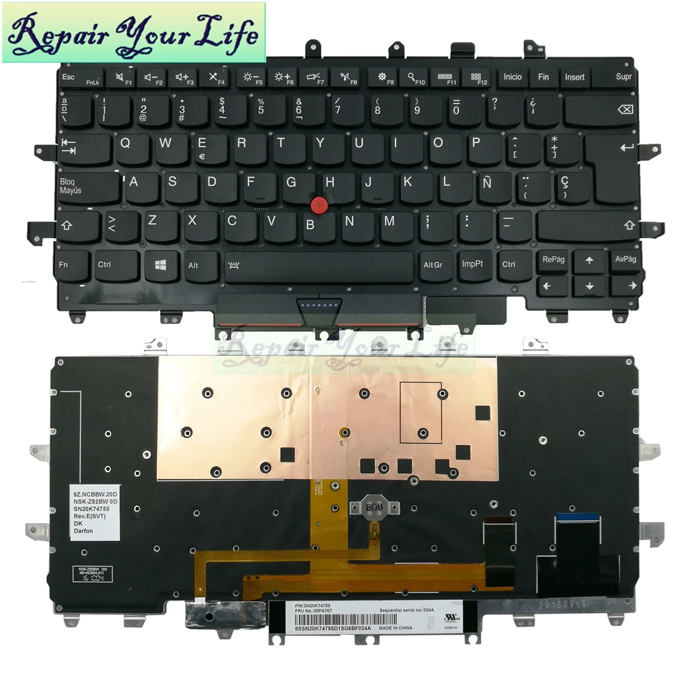Reparação de Teclado de Laptop para Lenovo para Thinkpad Carbono x1 Gen 4ª e 2022 sp com Retroiluminação e Ponto Vermelho Teclado de substituição