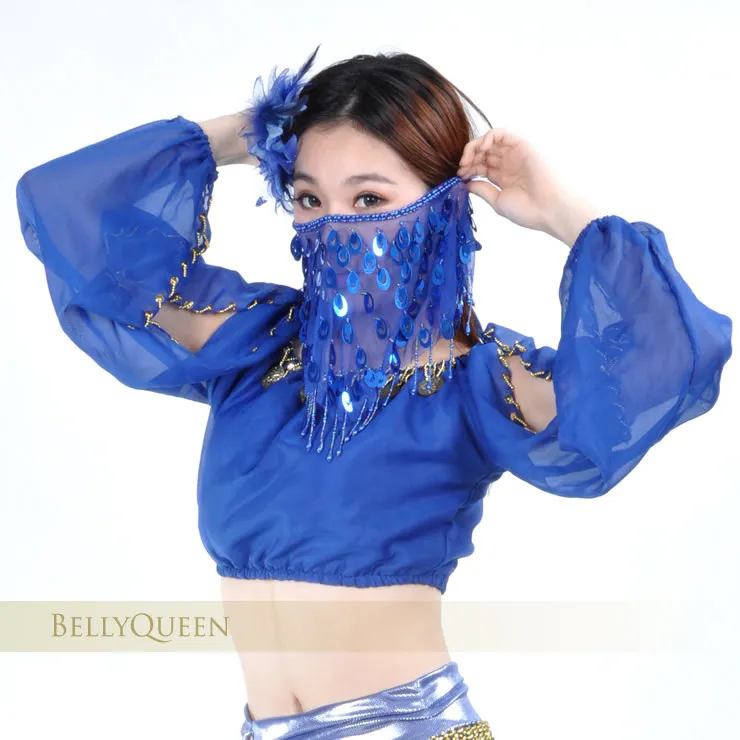 Оптовая Продажа Одежда для танца живота Женская сетка Павлин пайетки вуаль
