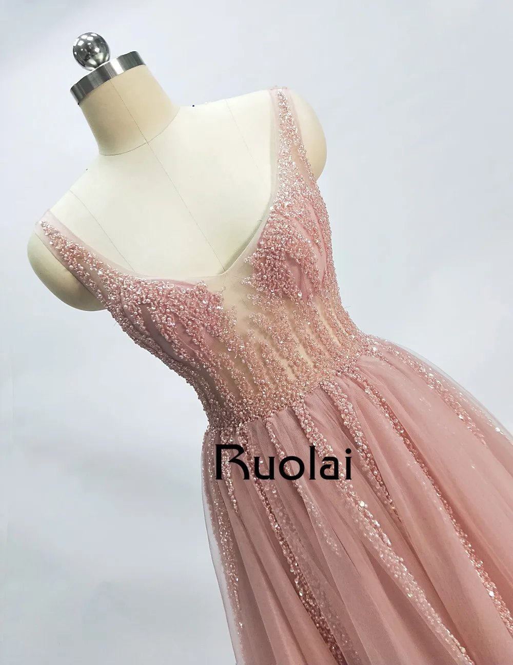 Сексуальное платье для Бала Low Neck A-Line бисерные вечерние платья длинное с разрезом роскошное выпусквечерние вечернее платье Robe de Soiree RE12
