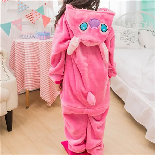 Pink Stitch Детская Пижама с единорогом для мальчиков и девочек, комбинезон с аниме, пижама, комбинезон, детская одежда для сна с животными, косплей - Цвет: Pink Stitch