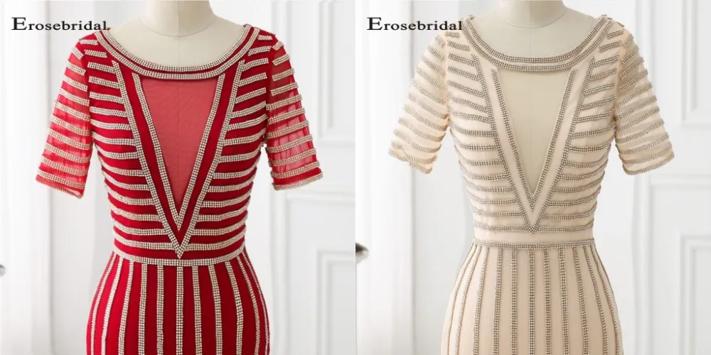 48 часов длинное вечернее платье с золотыми кристаллами Erosebridal Русалка официальная Женская одежда с коротким шлейфом vestido de festa ZLR018
