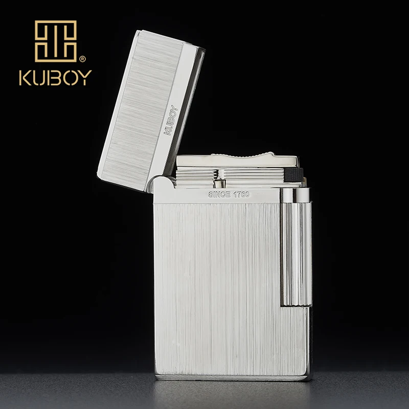 Высококачественная брендовая газовая зажигалка KUBOY белый матовый никель