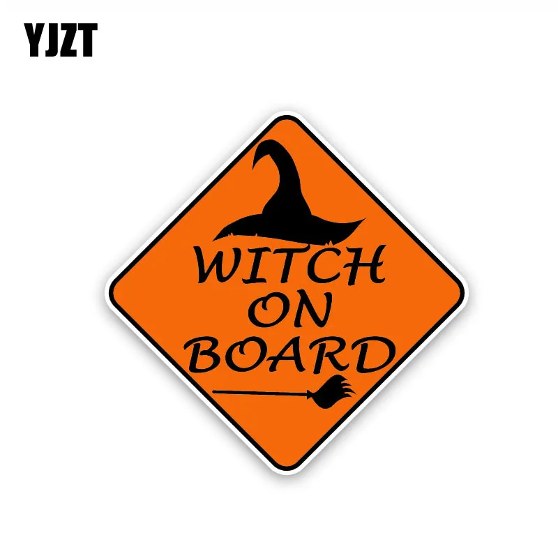 

YJZT 13.2CM*13.2CM WITCH ON BOARD PVC Decal Personality Car Sticker 12-40261