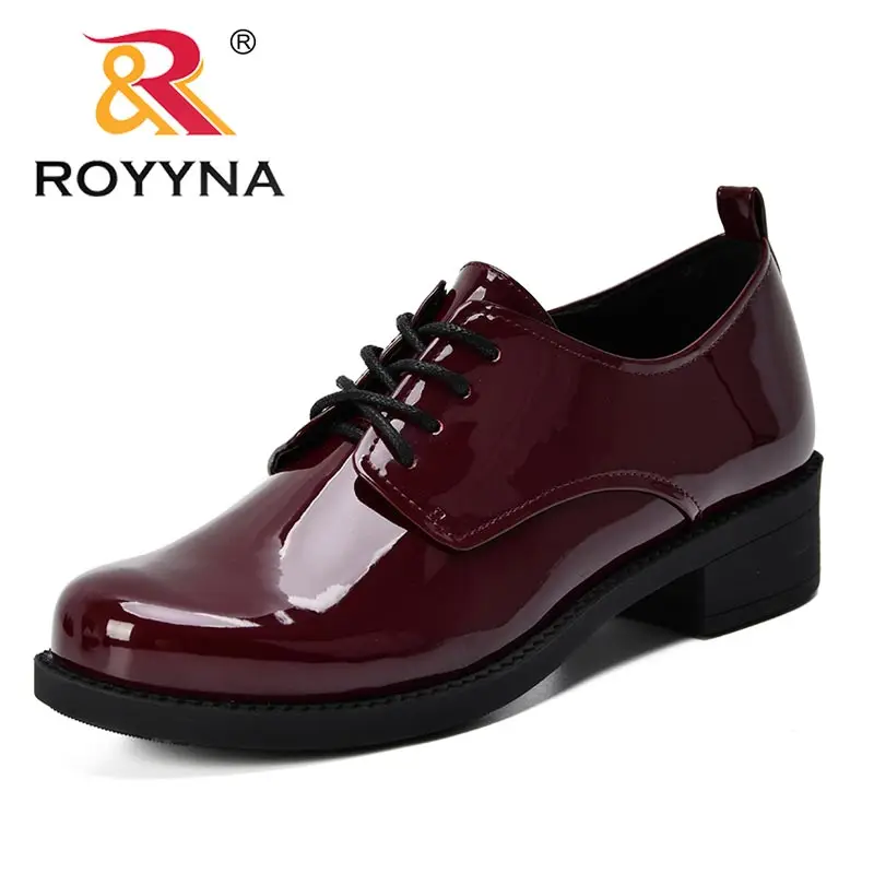 ROYYNA/Новое поступление; классические женские туфли-лодочки из микрофибры на шнуровке; женская офисная обувь с круглым носком; женские модельные туфли; - Цвет: DARK RED