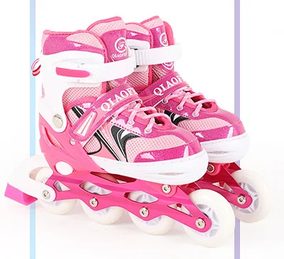 Pink M EU33-37 1 пара взрослых детей Встроенные коньки обувь для роликов, скейтборда Регулируемые моющиеся Patines для девочек мальчиков взрослых - Цвет: Pink M EU33-37