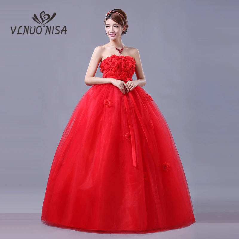 

Элегантное удобное красное свадебное платье без бретелек, на шнуровке, с 3D цветочным бантом, бальное платье для беременных, невесты, размера...