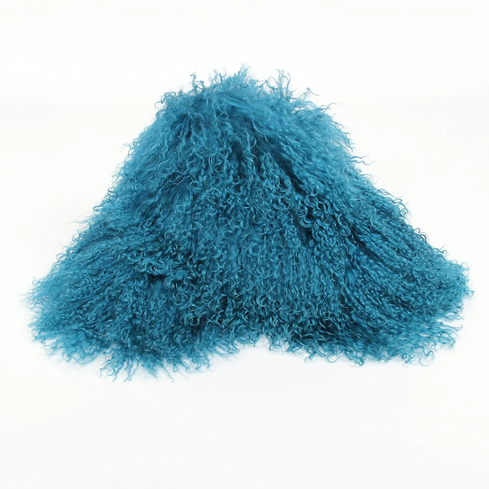 peacock blue JAZZEVAR большой меховой воротник с капюшоном из натуральной монгольской овцы - Цвет: peacock blue