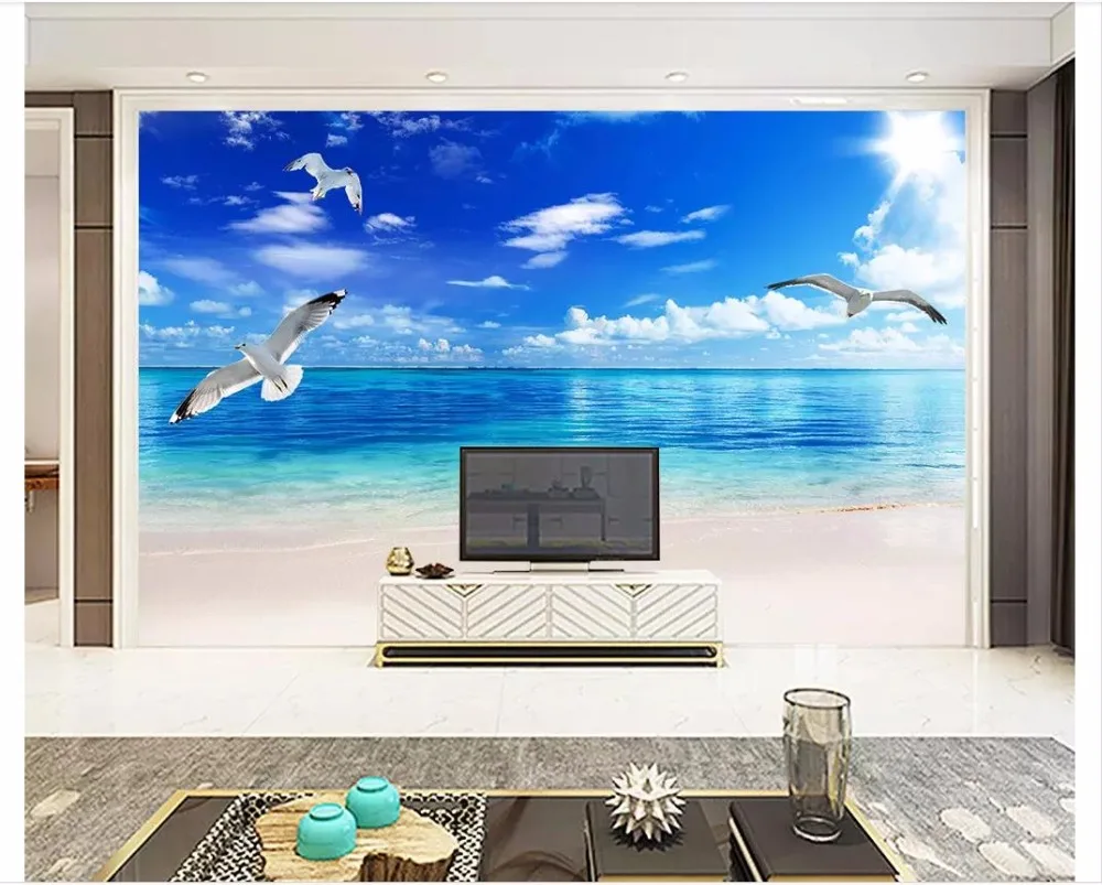 Пользовательские фото обои 3d для стен 3 d пляж море пейзаж Настенные украшения