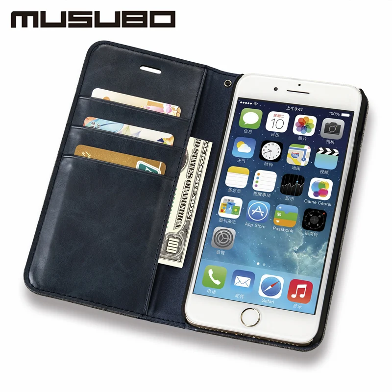 Musubo Роскошный чехол для 6 S iPhone 7 плюс 8 держателя карты Флип Бумажник кожаный Чехол