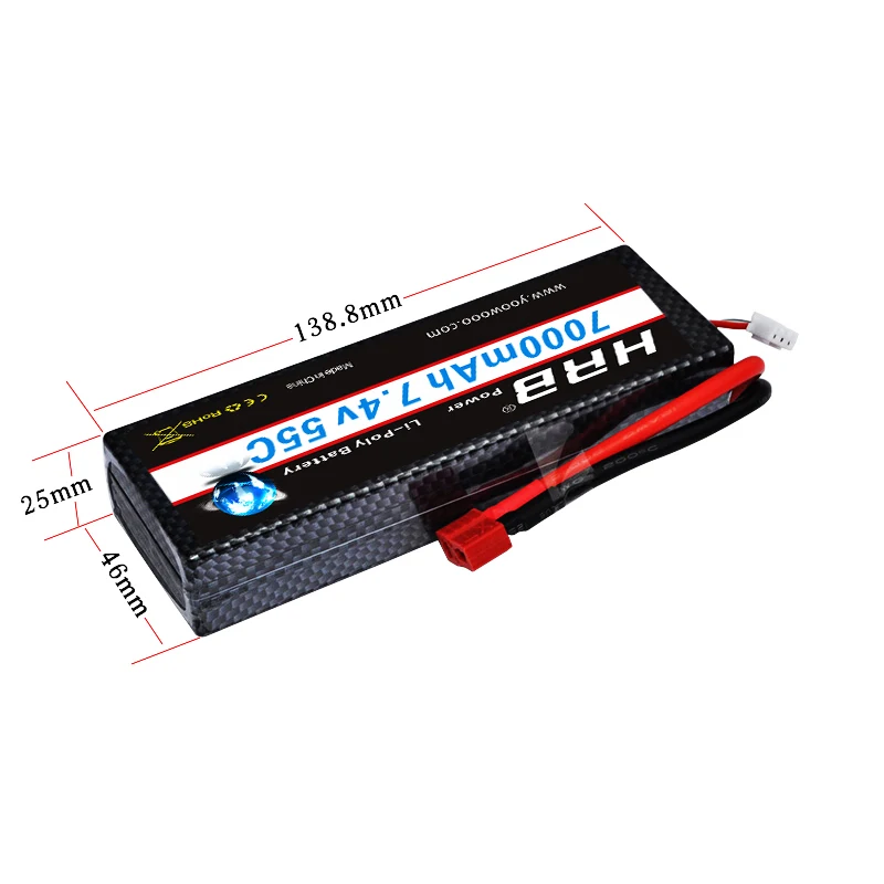 HRB 2S 7,4 V RC Lipo аккумулятор 3000mah 3300mah 4200mah 6000mAh 7000mah 8000mah 100C Жесткий Чехол для Traxxas 1/10 Scx10 автомобилей лодки