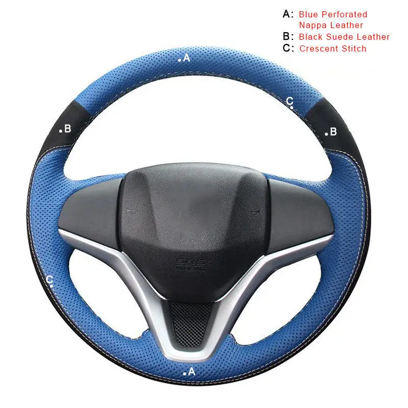 Suede and Nappa Авто оплетка на рулевое колесо для Honda New Fit City Jazz HRV HR-V Vezel- крышка колеса автомобиля - Название цвета: Suede and Nappa