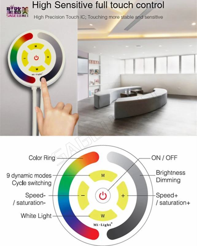 Milight DC12V-24V сенсорный RGB WiFi светодиодный контроллер YL1 2 4G wifi смартфон приложение