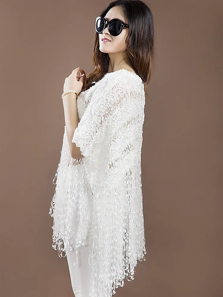 Женский свитер с кисточками свободный большого размера o образным вырезом и